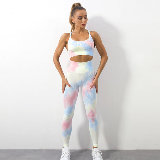 Seamless Yoga Tie Dye Sports Suit - Diamond Fitness